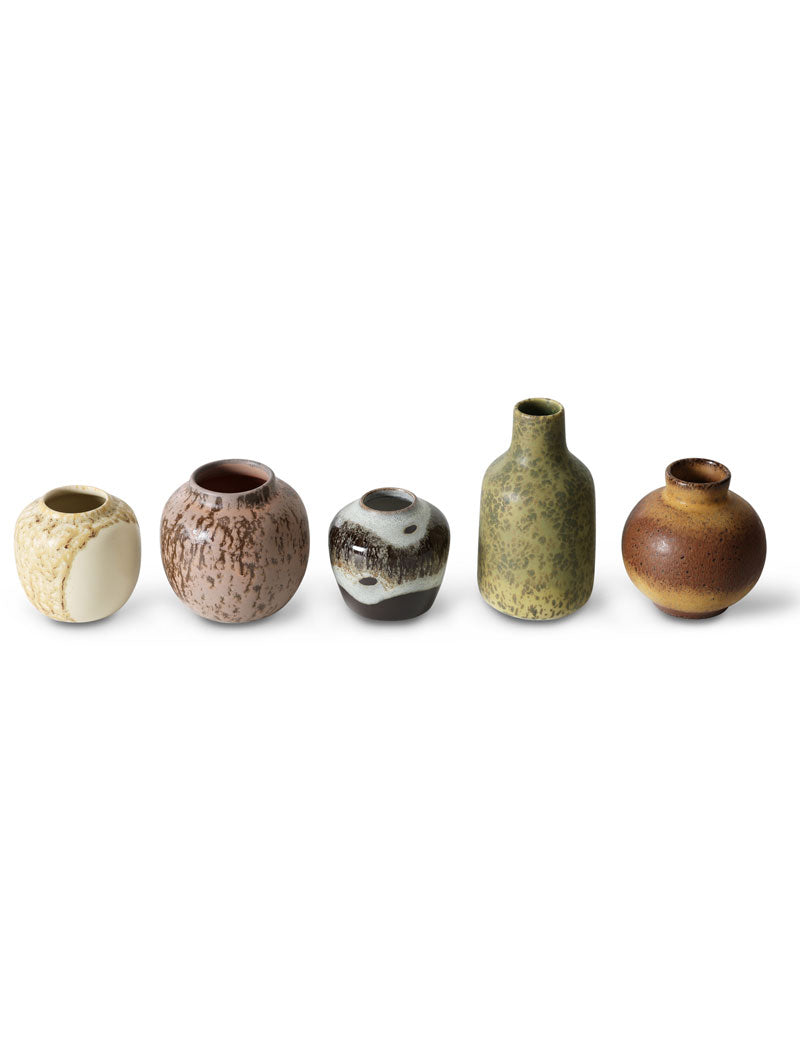 HKliving 70s Ceramics Small Vases Pursuit Set Of 5