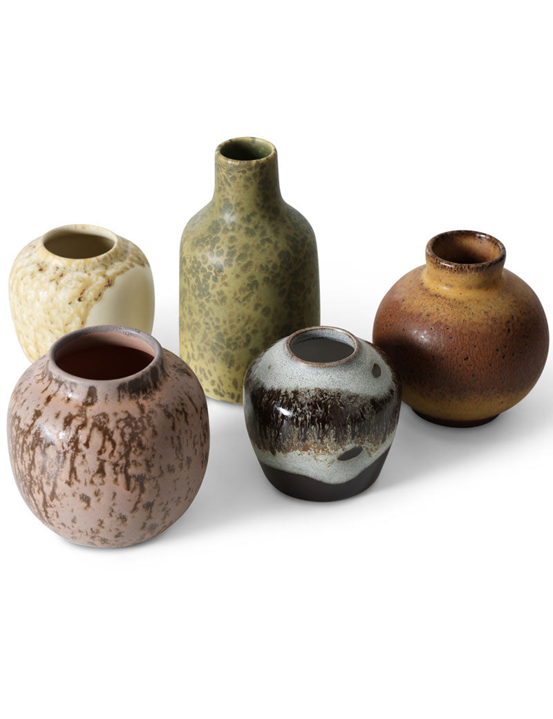 HKliving 70s Ceramics Small Vases Pursuit Set Of 5