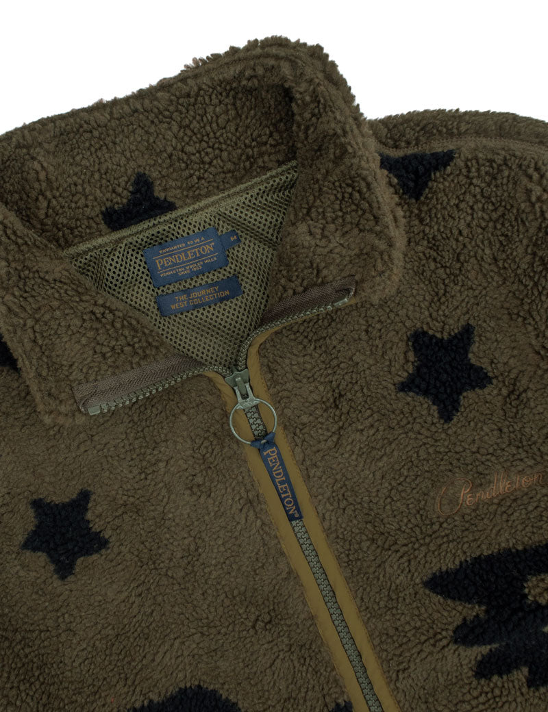 Pendleton Jacquard Sherpa Fleece Jacket Star Bird