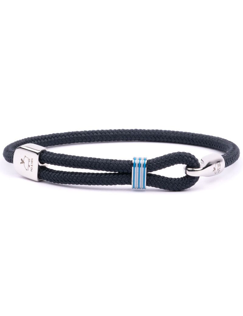 PIG & HEN CAPTAIN CARL BRACELET NAVY SILVER
