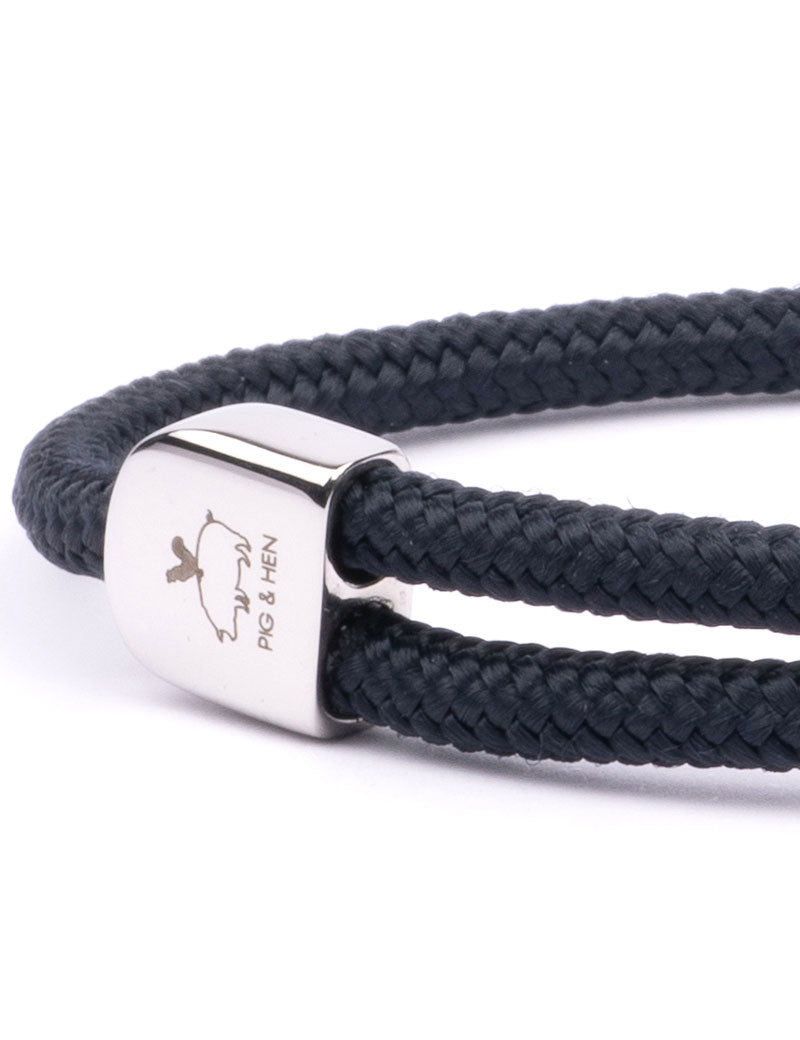 PIG & HEN CAPTAIN CARL BRACELET NAVY SILVER
