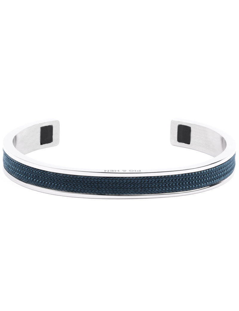 PIG & HEN NAVARCH 9MM CUFF BRACELET NAVY SILVER