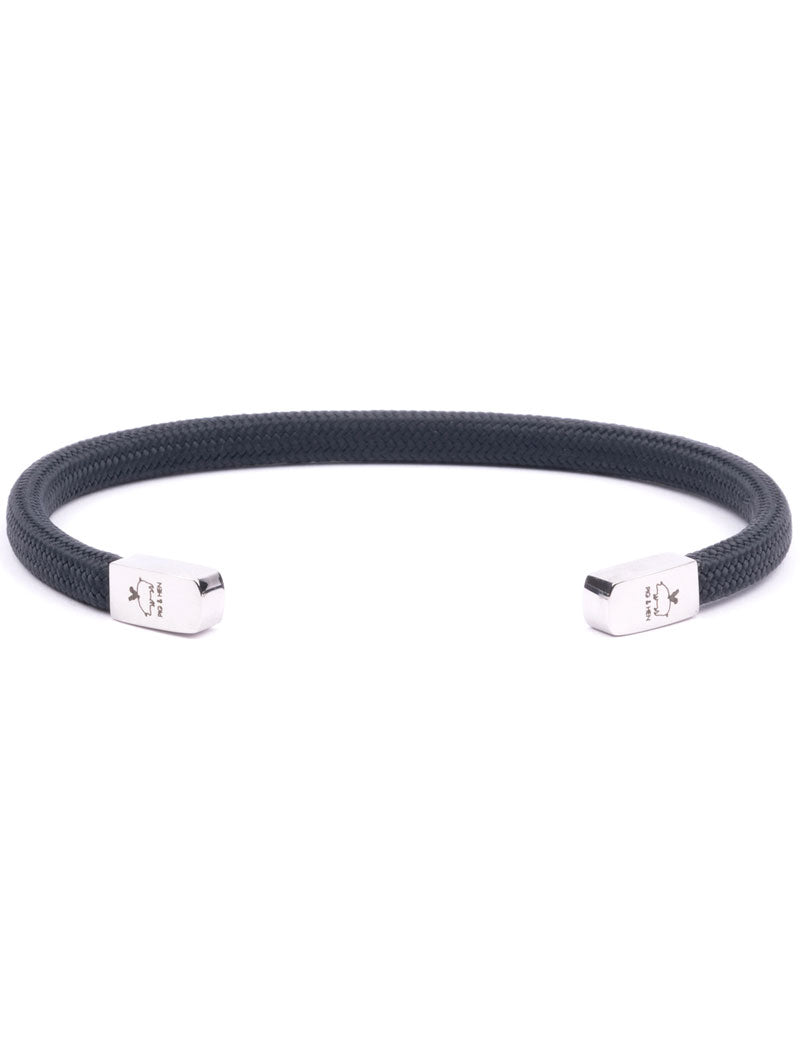 PIG & HEN NAVARCH 5MM CUFF BRACELET NAVY SILVER