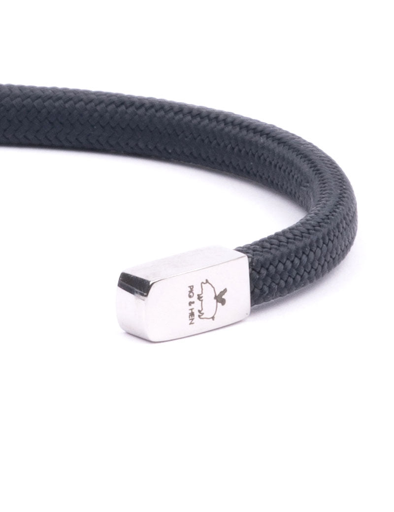 PIG & HEN NAVARCH 5MM CUFF BRACELET NAVY SILVER