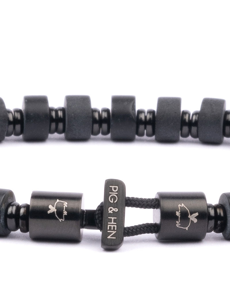 PIG & HEN BRONTIDE 6MM BRACELET BLACK AGATE