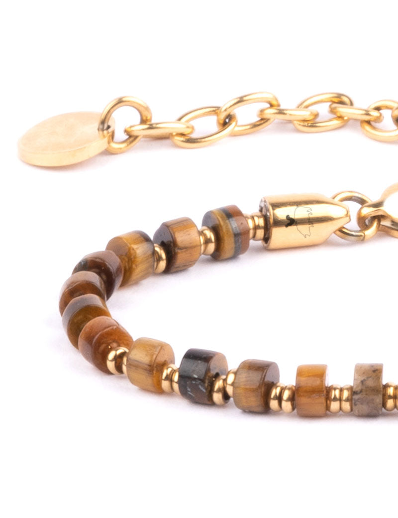 PIG & HEN BRONTIDE 4MM BRACELET TIGER EYE GOLD