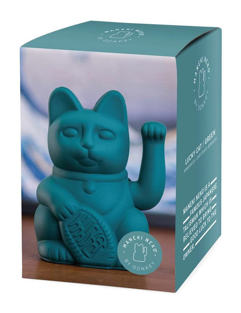 Donkey Lucky Cat Green Maneki Neko Boxed