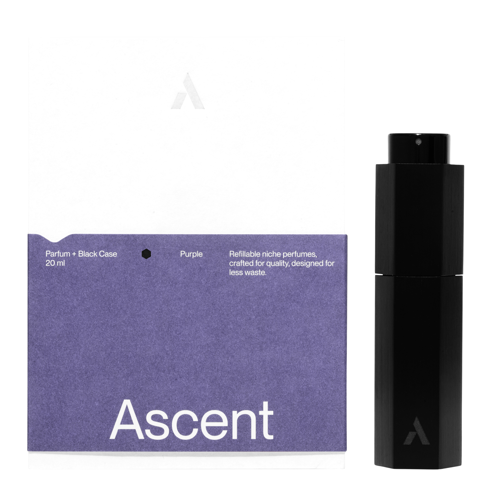 Ascent Purple Parfum Starter Kit Black Case Box and case