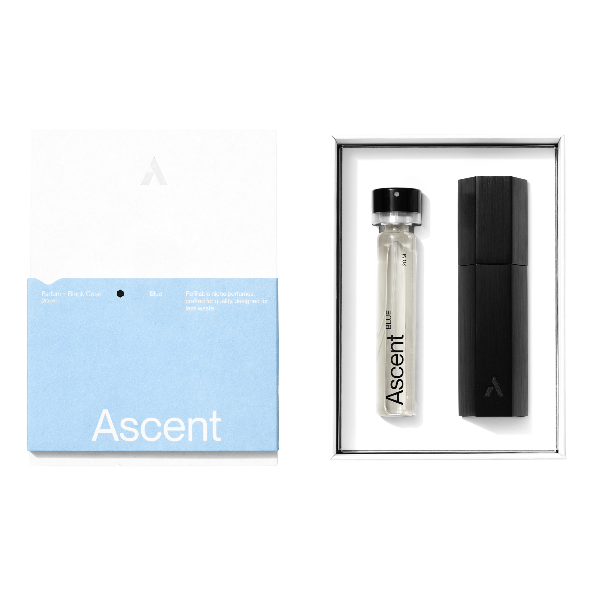 Ascent Blue Parfum Starter Kit Black Case unboxed