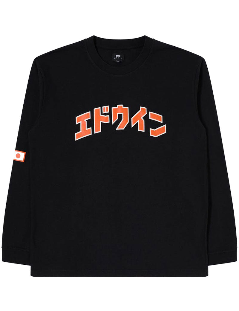 EDWIN KATAKANA RETRO LONG SLEEVE T-SHIRT BLACK