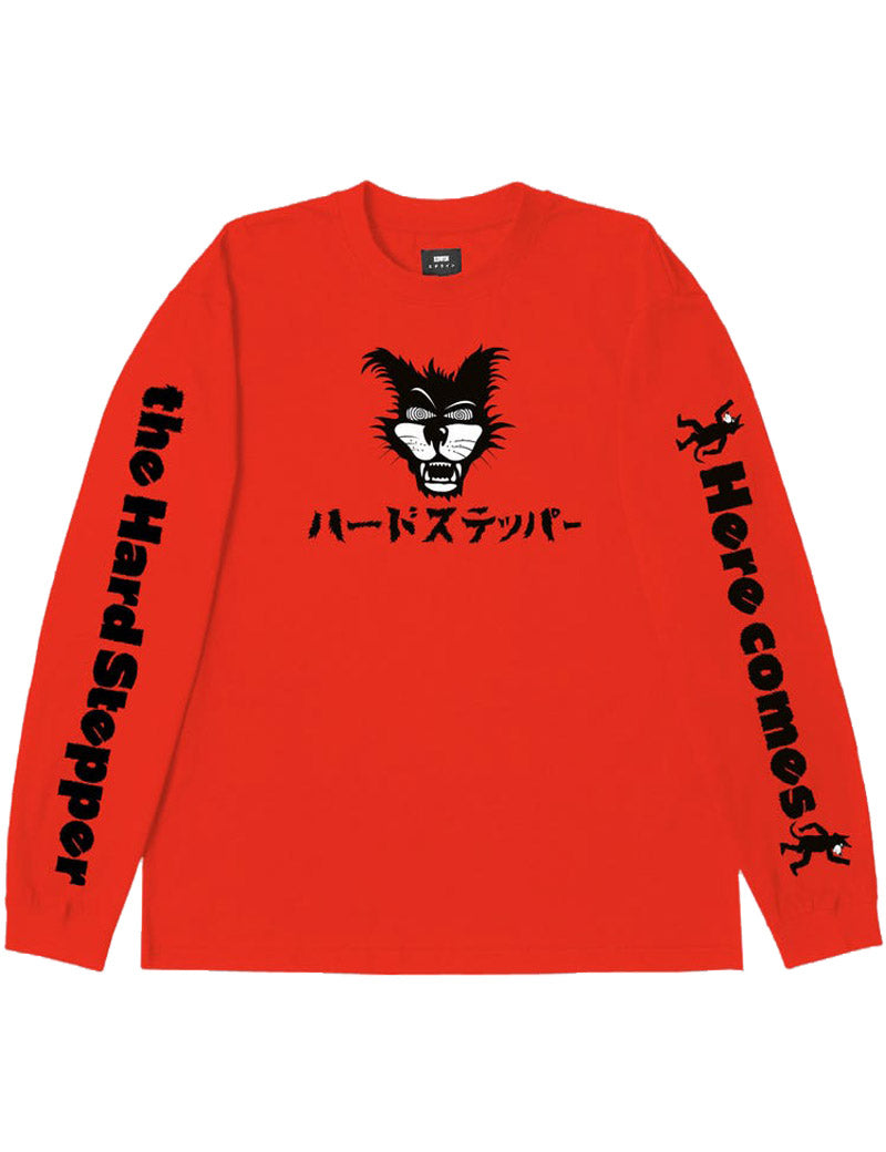 EDWIN HARD STEPPER LONG SLEEVE T-SHIRT TANGERINE TANGO