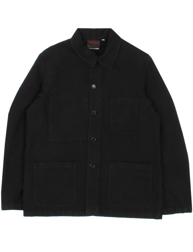 VETRA WORKWEAR CHORE JACKET SATEEN MOLESKIN BLACK