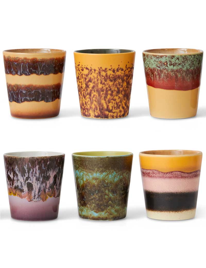 HK Living 70s Ceramics Coffee Mugs Valley Set Of 6