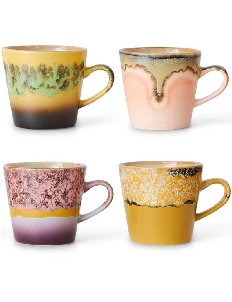 HK Living 70s Ceramics Americano Mugs Radiant Set Of 4