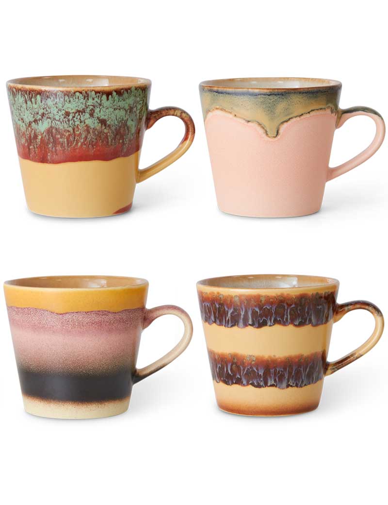 HK Living 70s Ceramics Cappuccino Mugs Vista Set Of 4