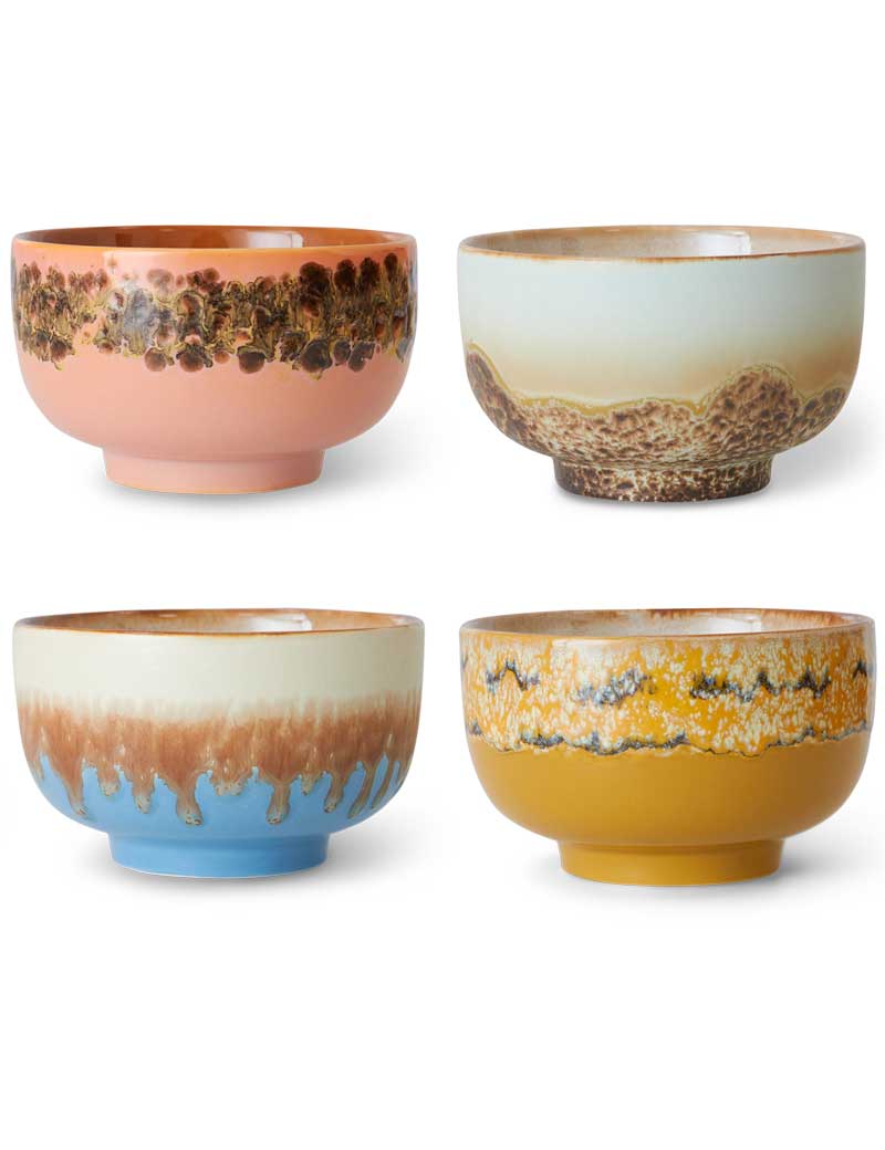 HK Living 70s Ceramics Noodle Bowls Seabreeze Set Of 4