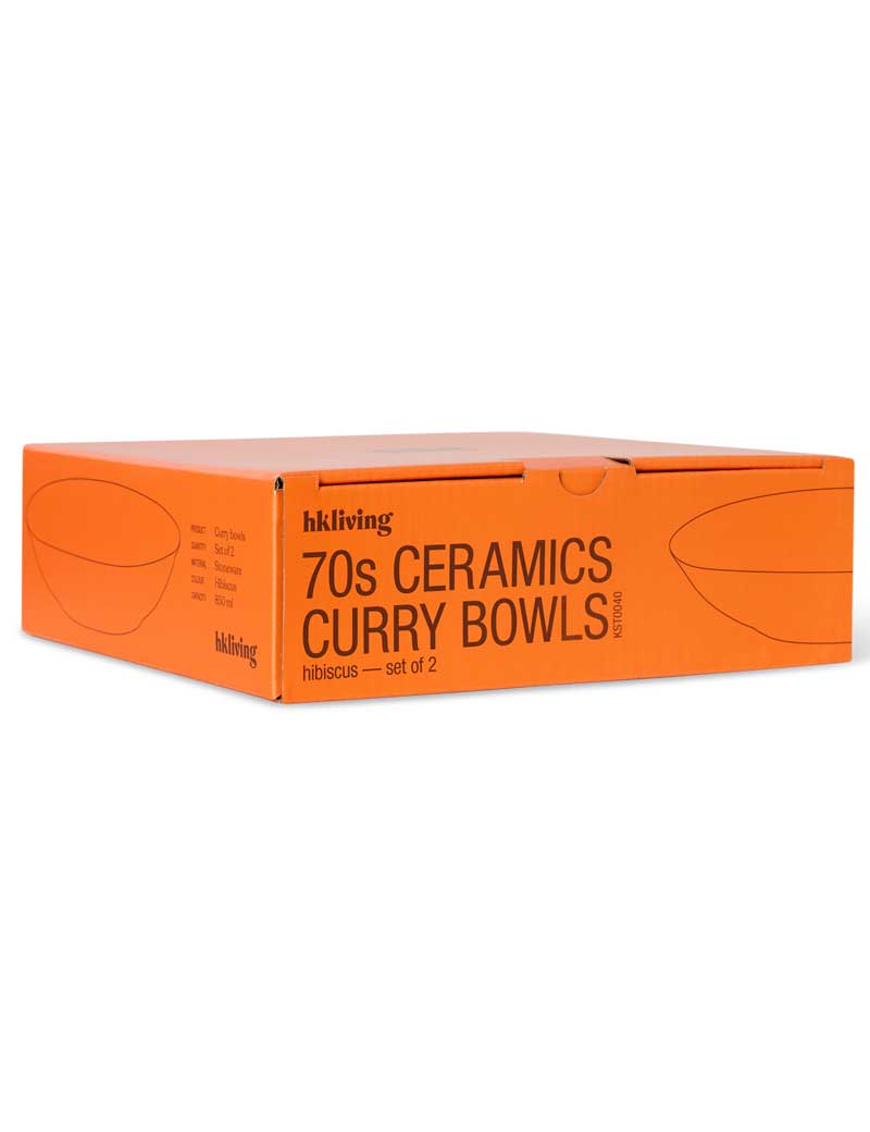 HK Living 70s Ceramics Curry Bowls Hibiscus Set Of 2