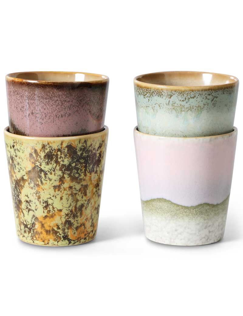 HK Living 70s Ceramics Coffee Mugs Serendipity Set Of 4