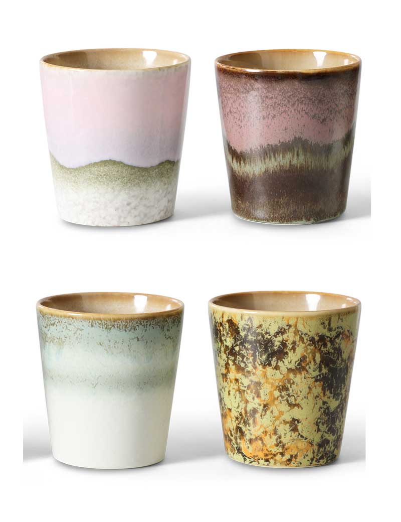 HK Living 70s Ceramics Coffee Mugs Serendipity Set Of 4