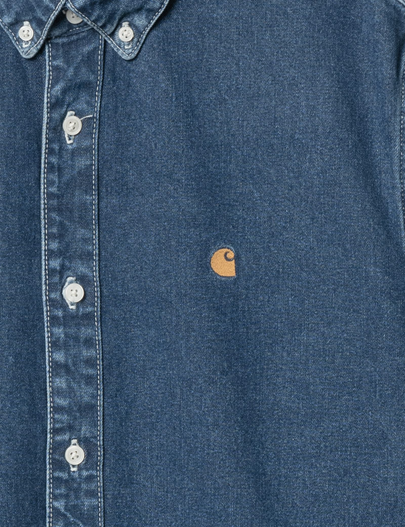CARHARTT WIP WELDON LONG SLEEVE SHIRT BLUE STONE WASHED