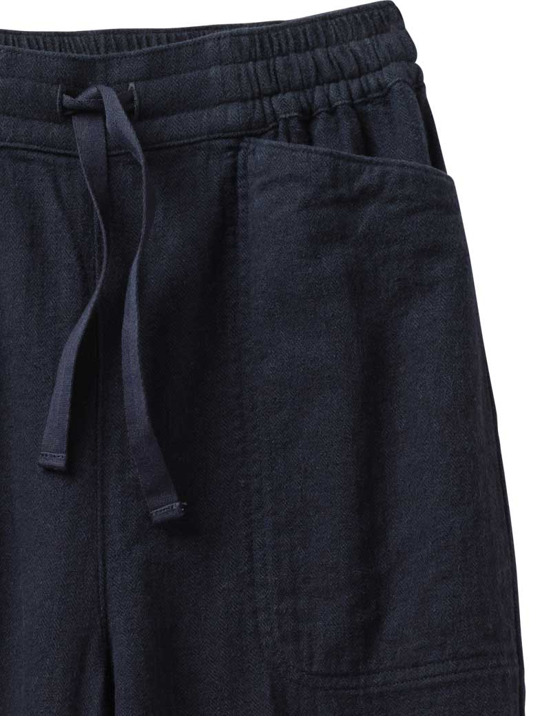Toast Brushed Cotton Linen Herringbone Trousers Midnight