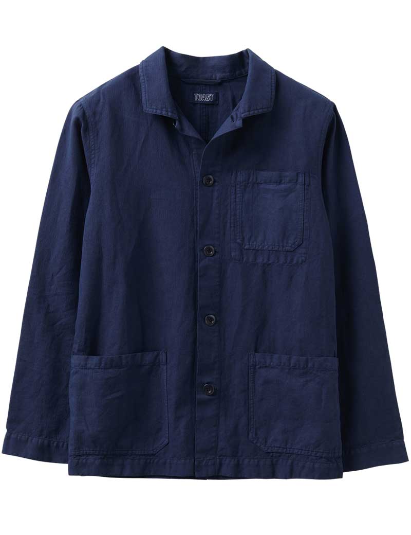 TOAST ARLO GARMENT DYED HERRINGBONE JACKET DARK INDIGO