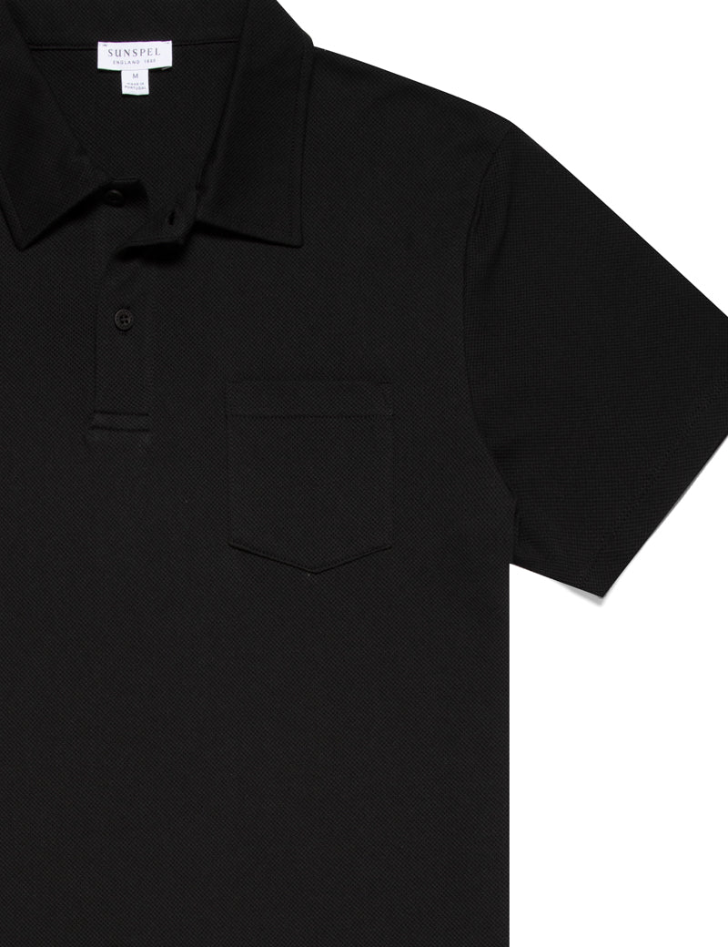Sunspel Riviera Polo Shirt Black
