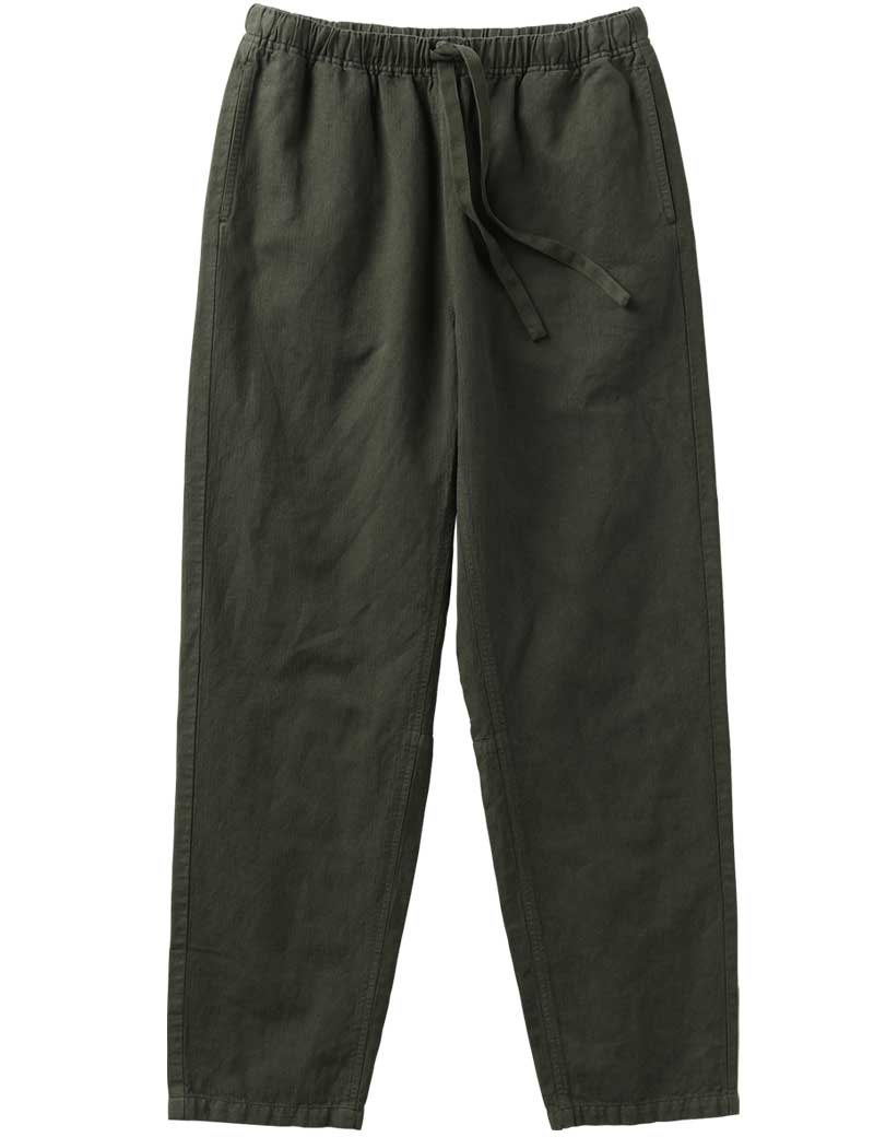 TOAST ALFIE GARMENT DYED HERRINGBONE TROUSERS DARK MOSS