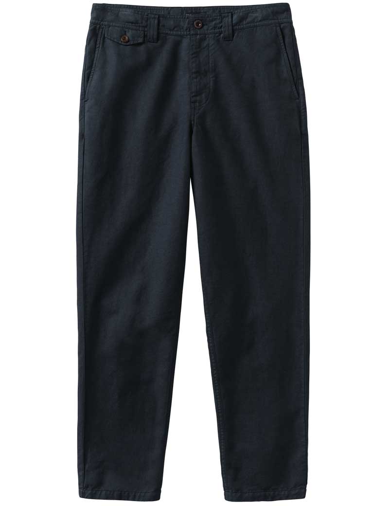 TOAST NORV COTTON LINEN TAPERED TROUSERS DARK NAVY