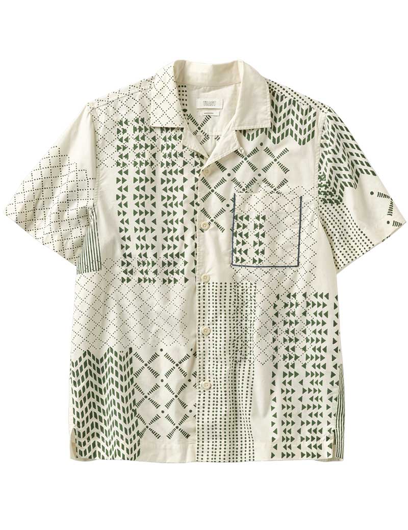 TOAST BLOCK PRINT SHORT SLEEVE SHIRT GREEN