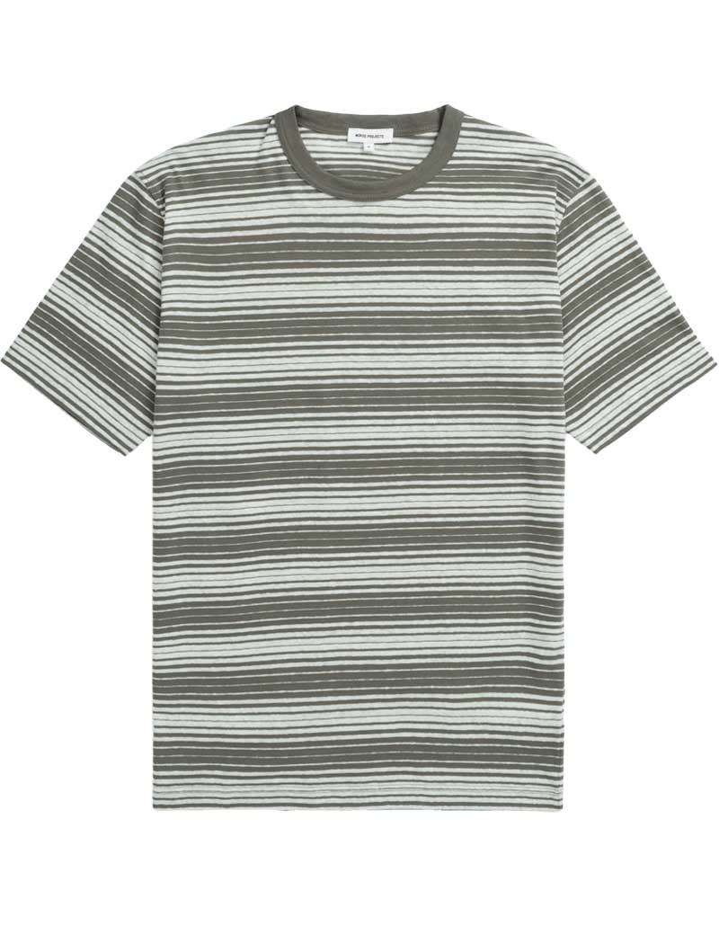 NORSE PROJECTS JOHANNES SPACED STRIPE T-SHIRT SEDIMENT GREEN