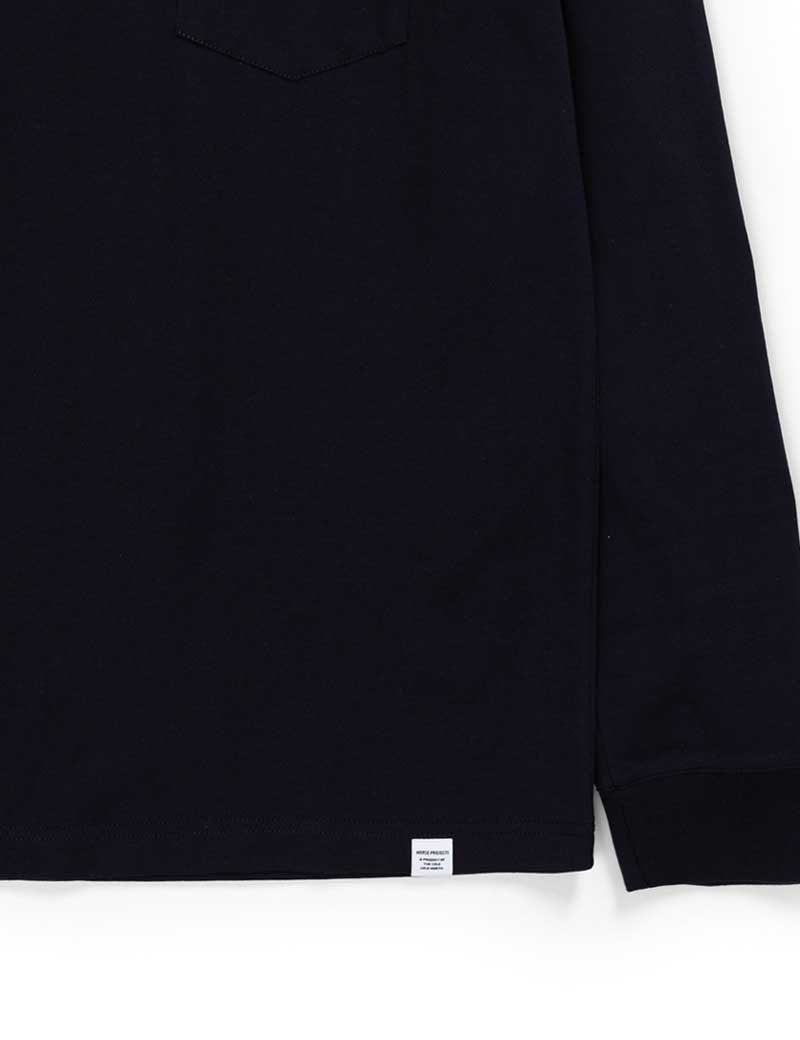 NORSE PROJECTS JOHANNES ORGANIC POCKET LONG SLEEVE T-SHIRT DARK NAVY