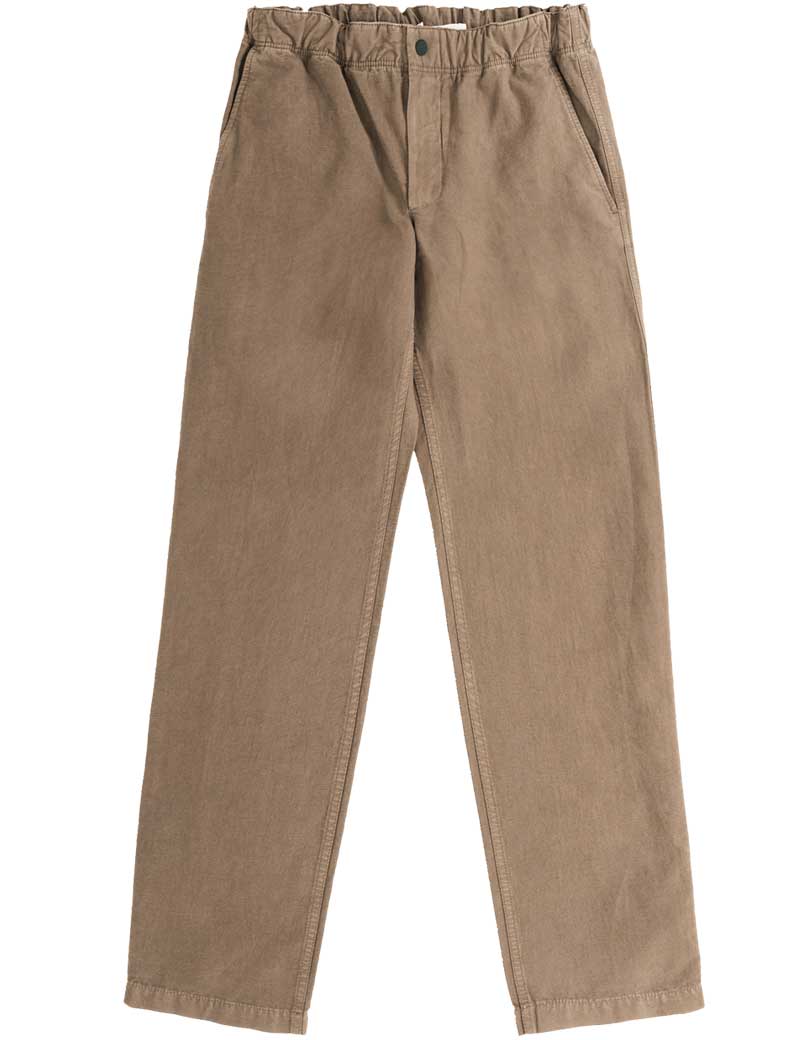 NORSE PROJECTS EZRA RELAXED COTTON LINEN TROUSERS CLAY