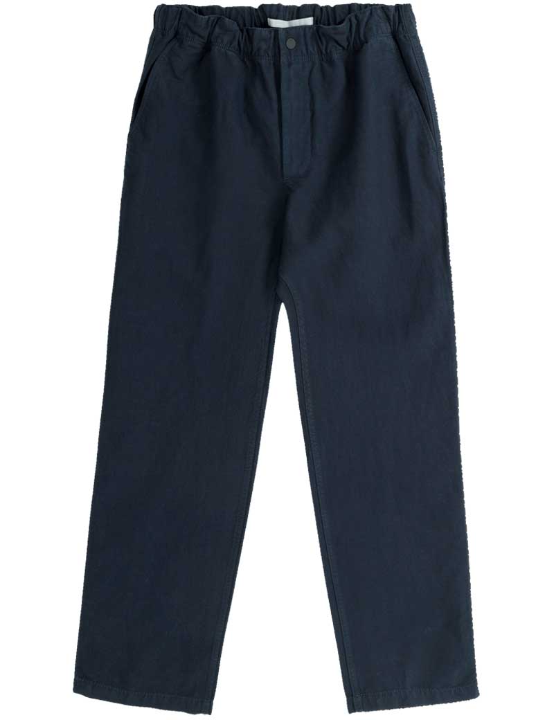 NORSE PROJECTS EZRA RELAXED COTTON LINEN TROUSERS DARK NAVY