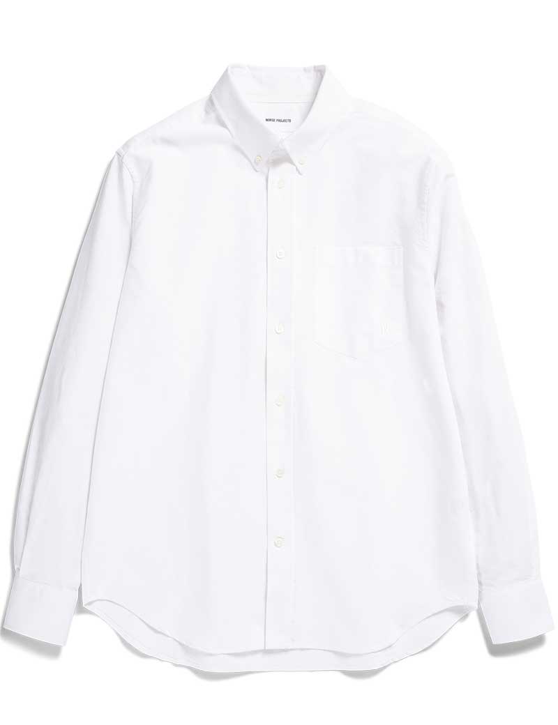 NORSE PROJECTS ALGOT OXFORD MONOGRAM SHIRT WHITE