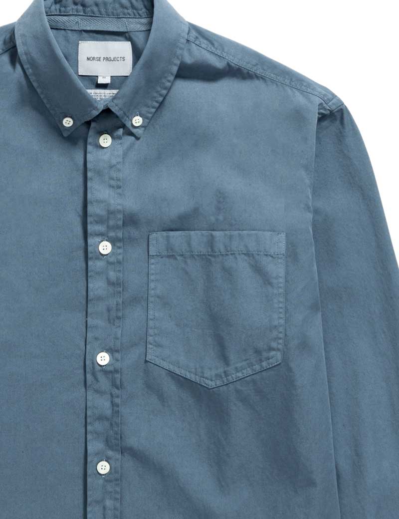 NORSE PROJECTS ANTON LIGHT TWILL SHIRT STEEL BLUE