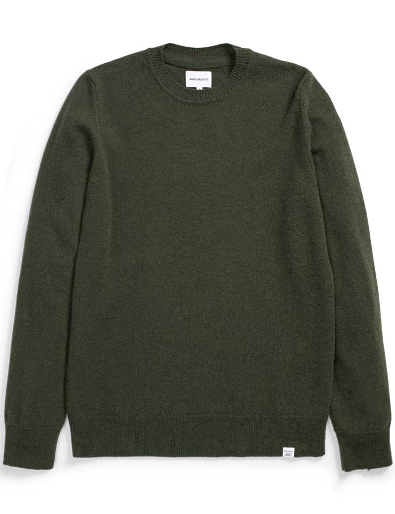 NORSE PROJECTS SIGFRED LAMBSWOOL JUMPER ARMY GREEN