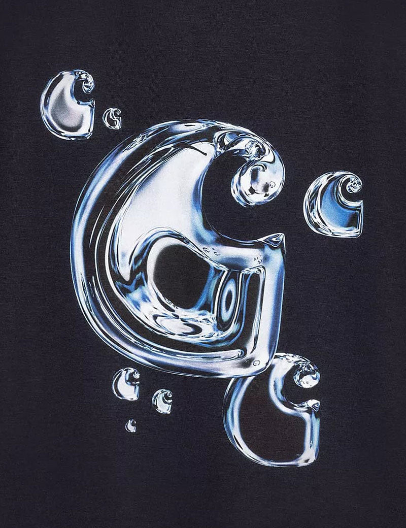 Carhartt WIP Short Sleeved Solar Chrome C-Logo T-Shirt Dark Navy