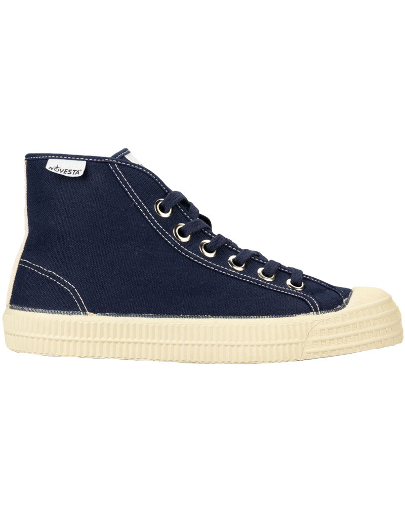 Novesta Star Dribble Hi-Top Trainers Navy Beige Ecru