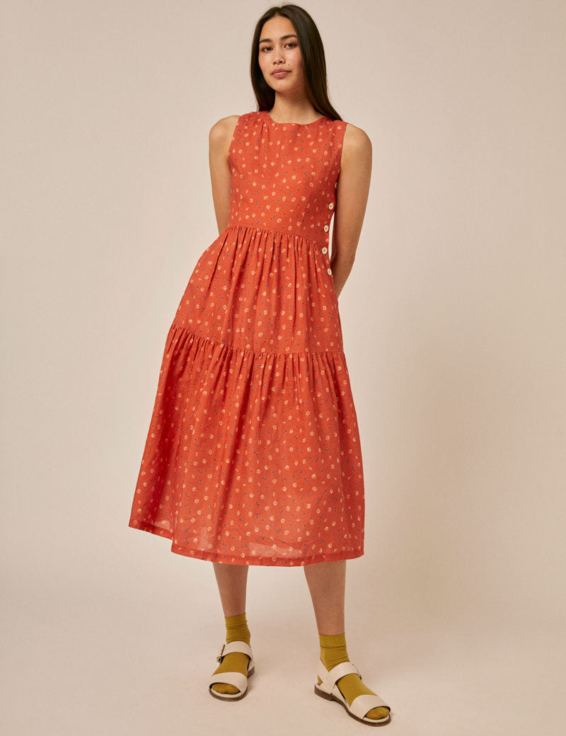 SIDELINE GAIA DRESS ORANGE PRINT
