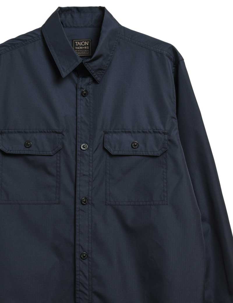 Taion Non Down Military Long Sleeve Shirts Dark Navy