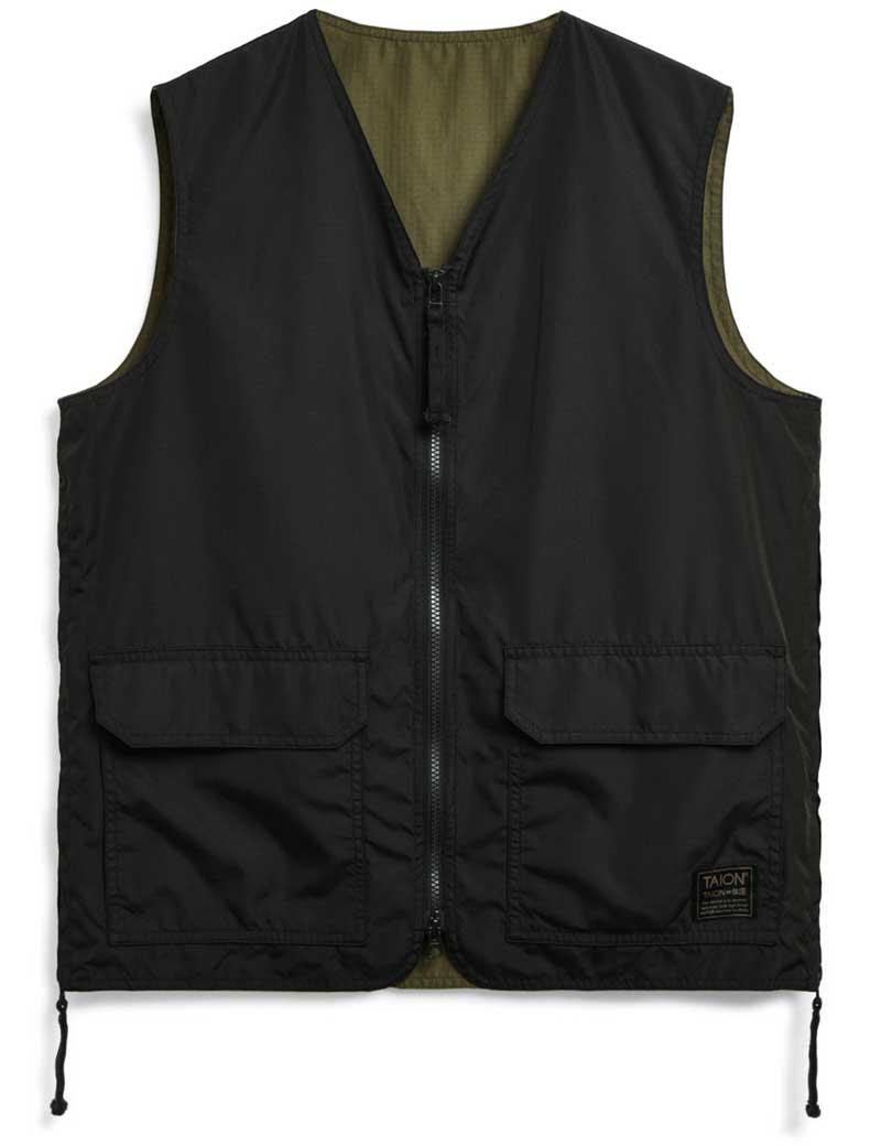 TAION MILITARY REVERSIBLE V NECK VEST BLACK