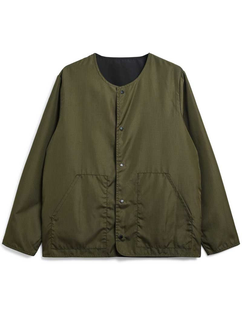 TAION MILITARY REVERSIBLE CREW NECK CARDIGAN BLACK