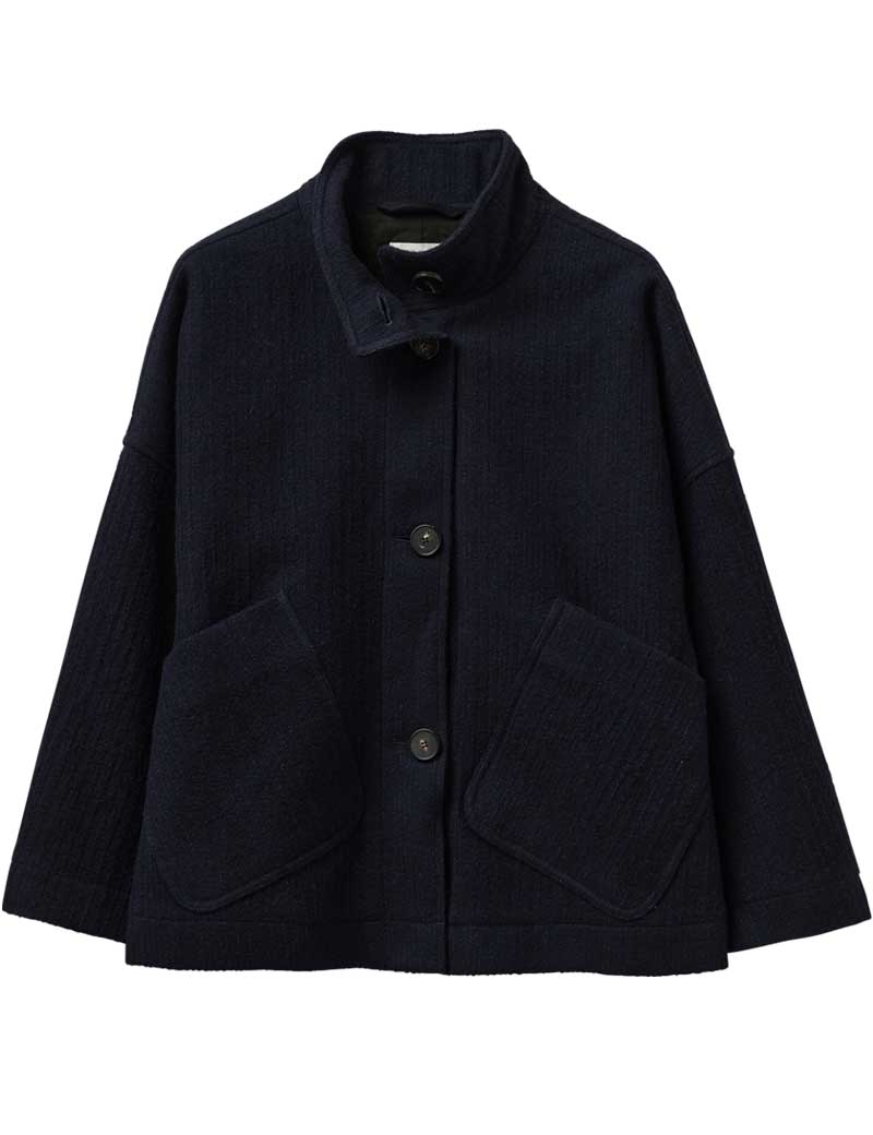 TOAST SHORT A LINE COAT INDIGO