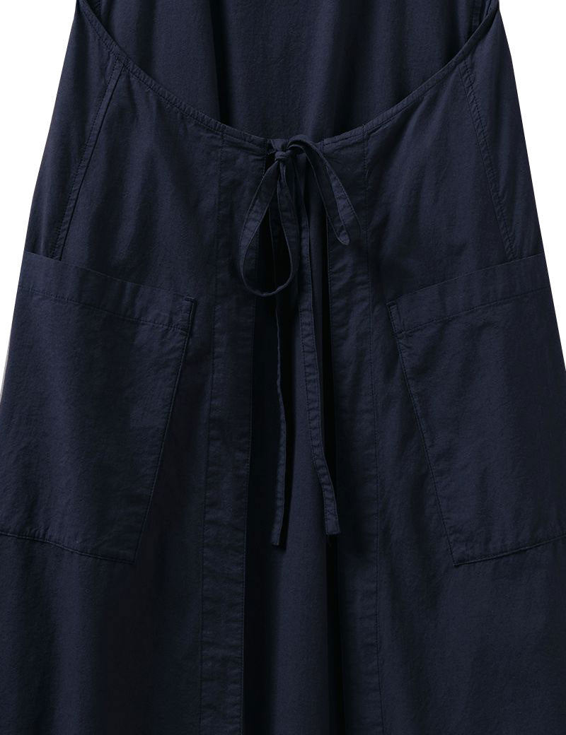 Toast Cotton Linen Poplin Apron Dress Liquorice Navy
