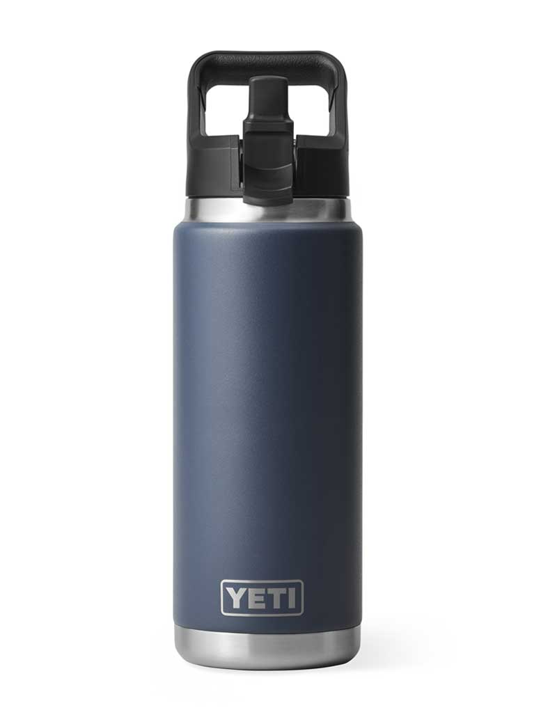 YETI RAMBLER BOTTLE WITH STRAW CAP 769ML 26OZ NAVY