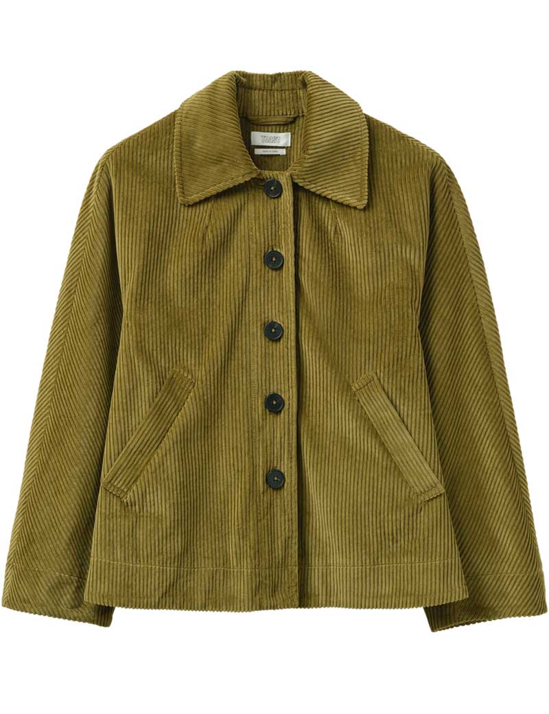 TOAST ORGANIC CORD SWINGY JACKET WOODLAND GREEN