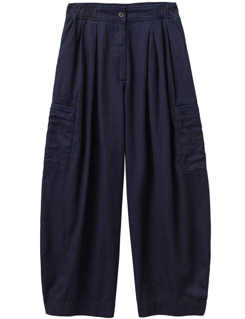 TOAST COTTON TWILL WIDE LEG TROUSERS INDIGO