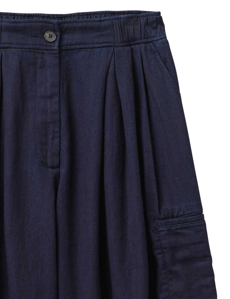 Toast Cotton Twill Wide Leg Trousers Indigo