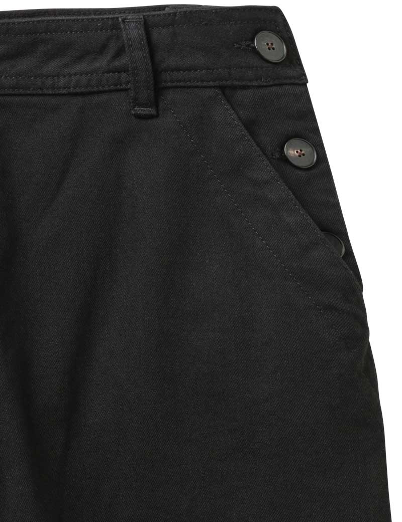 TOAST DENIM SIDE BUTTON TROUSERS BLACK